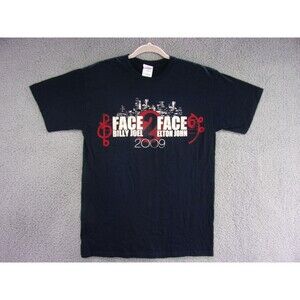 Billy Joel Elton John Shirt Mens Medium 2009 Face 2 Face Tour Gildan Concert Tee